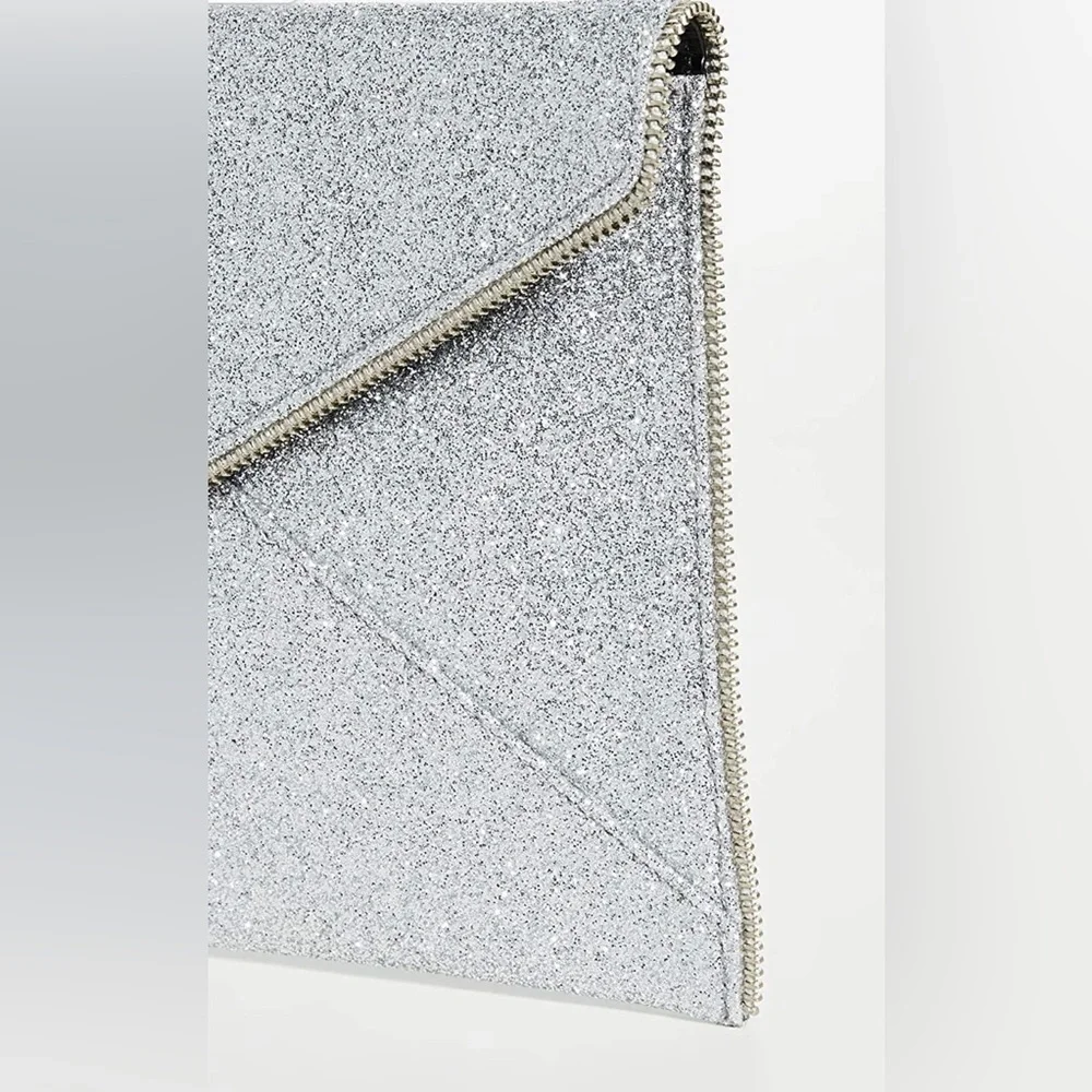 Rebecca Minkoff Silver Glitter Leo Clutch EUC - Picture 5 of 17